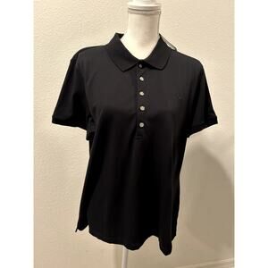 Lauren Ralph Lauren Womens Polo Shirt Button Black Size XXL Collared Pima Cotton